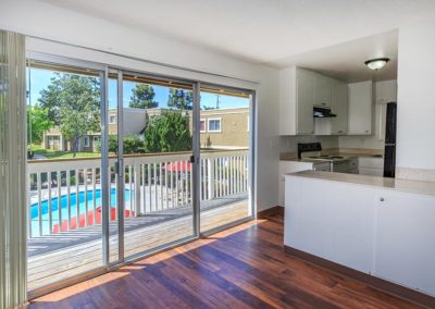 kitchen and back patio at east orange village