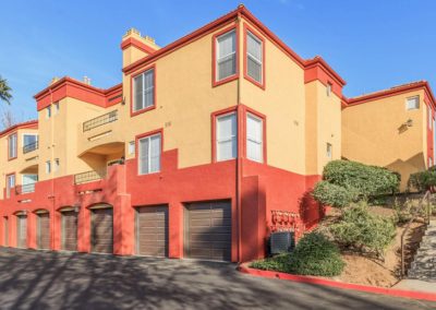 exterior of units and garages at arezzo apartments