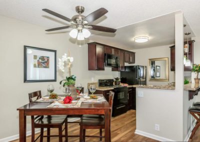 kitchen and dining area at arezzo apartments