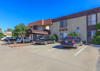 front parking and entrance at arizona towers