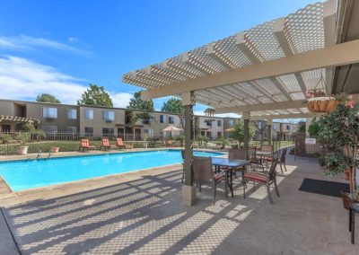 pool lounge area at the courtyards