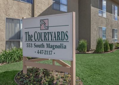 front sign at the courtyards