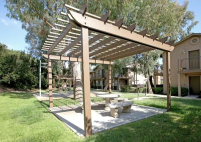 patio cover and outdoor lounge area at euclid oaks