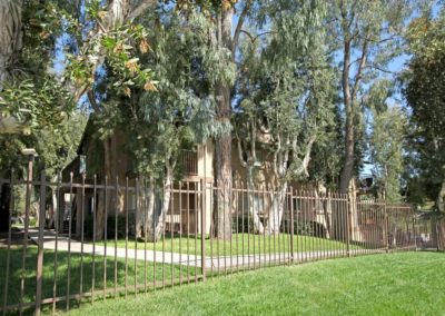 large trees and exterior of euclid oaks