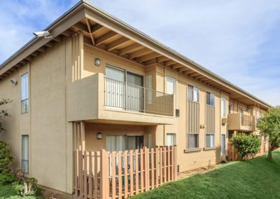 exterior of la mesa spring gardens with unit balconies