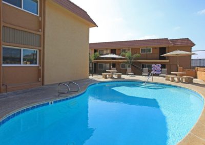 gated pool area at maple view apartments