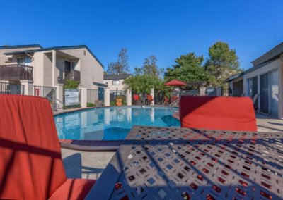 pool deck at the pines apartments