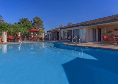 pool deck at the pines apartments