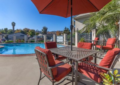 pool deck at the pines apartments