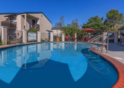 pool deck at the pines apartments