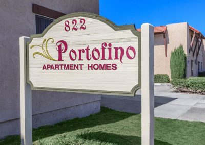 front sign at portofino apartments