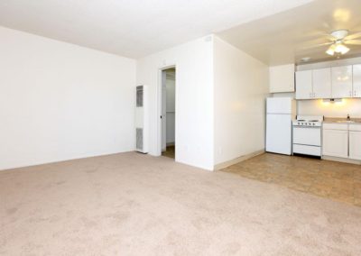 living area and kitchen at ni si apartments