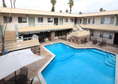 overview of pool area at oceanridge apartments