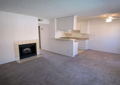 kitchen and living area at pepper valley apartments