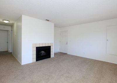 front entry of living area and fireplace at pepper valley apartments