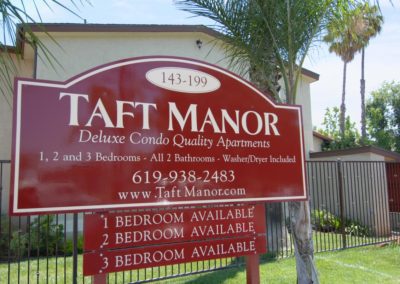 front entrance sign at taft manor