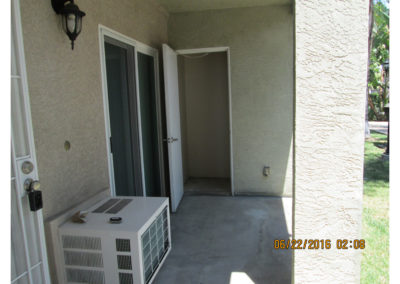 front entry patio area with storage at taft manor