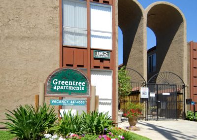 gated front entrance at greentree apartments