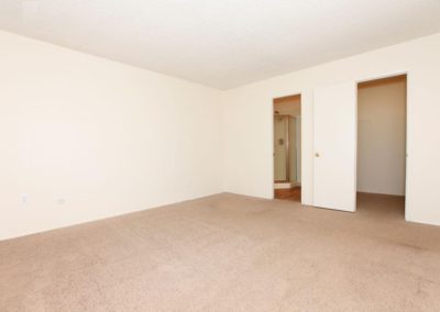 bedroom with bathroom and closet at green tree apartments