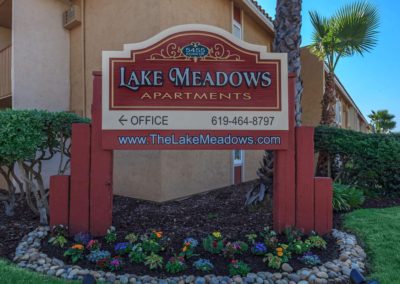 front sign at lake meadows