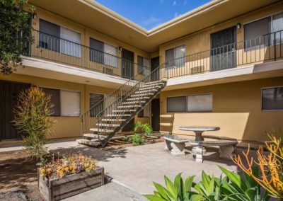 courtyard and stairway to second floor at parks avenue