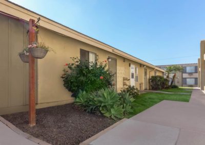 pathway and exterior of westwood apartments