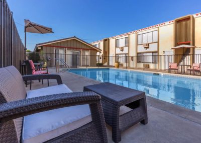 pool deck and lounge area at westwood apartments