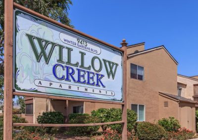 front entrance sign at willow creek