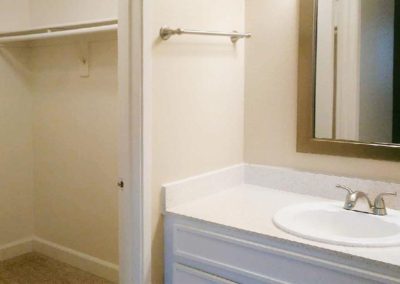 bathroom sink and closet at willow creek